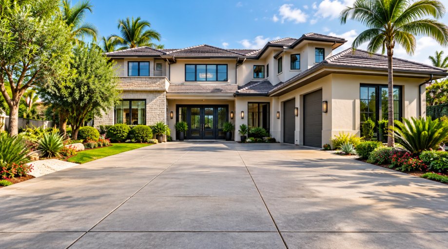 Level concrete driveway at a Glendale home