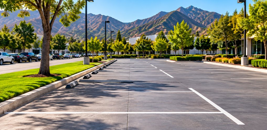 Level commercial parking lot in Glendale